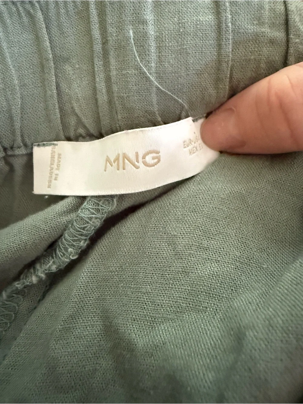 Mango Linen Blend Wide Leg Cropped Pants Sage Green Size XL